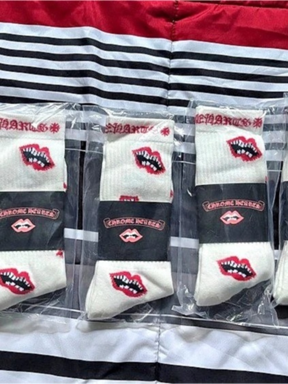 Chrome Hearts Matty Boy White & Pink Chomper Socks Chomper Socks 5-Pair Pack